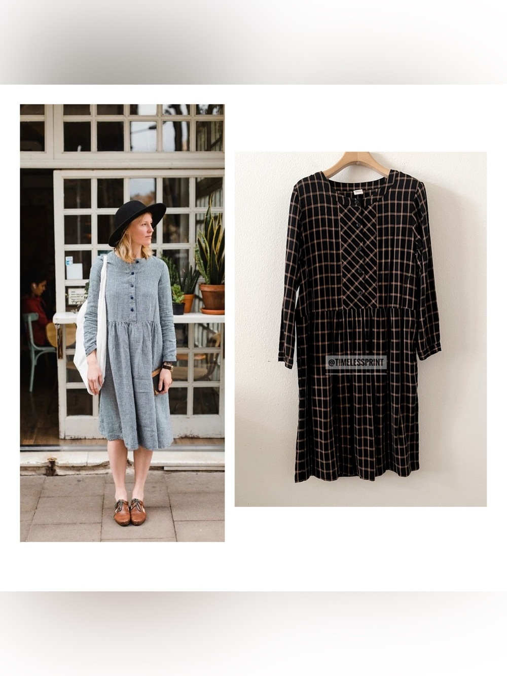 POETRY Black Brown Plaid Tunic Dress